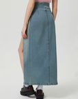 Slit Denim Skirt with Zip - Little Miss Vanilla