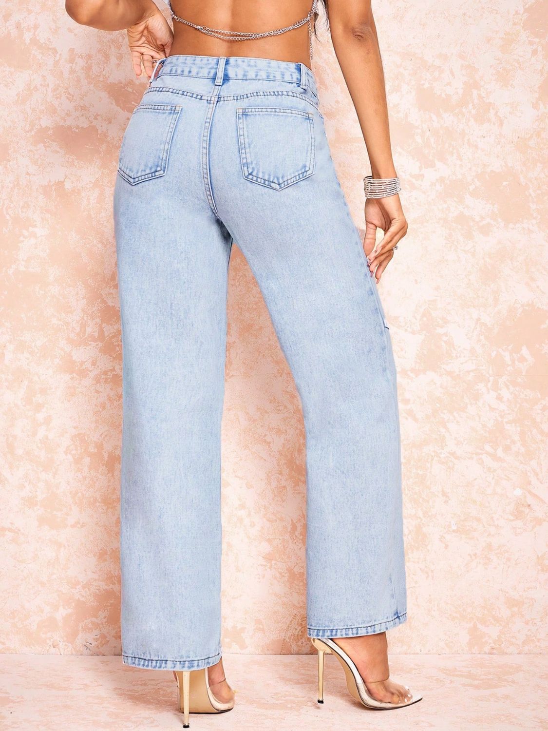 Straight Leg Jeans with Pockets - Little Miss Vanilla