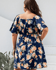 Plus Size Floral Print V-Neck Flutter Sleeve Mini Dress - Little Miss Vanilla