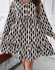 Plus Size Printed Johnny Collar Long Sleeve Dress - Little Miss Vanilla