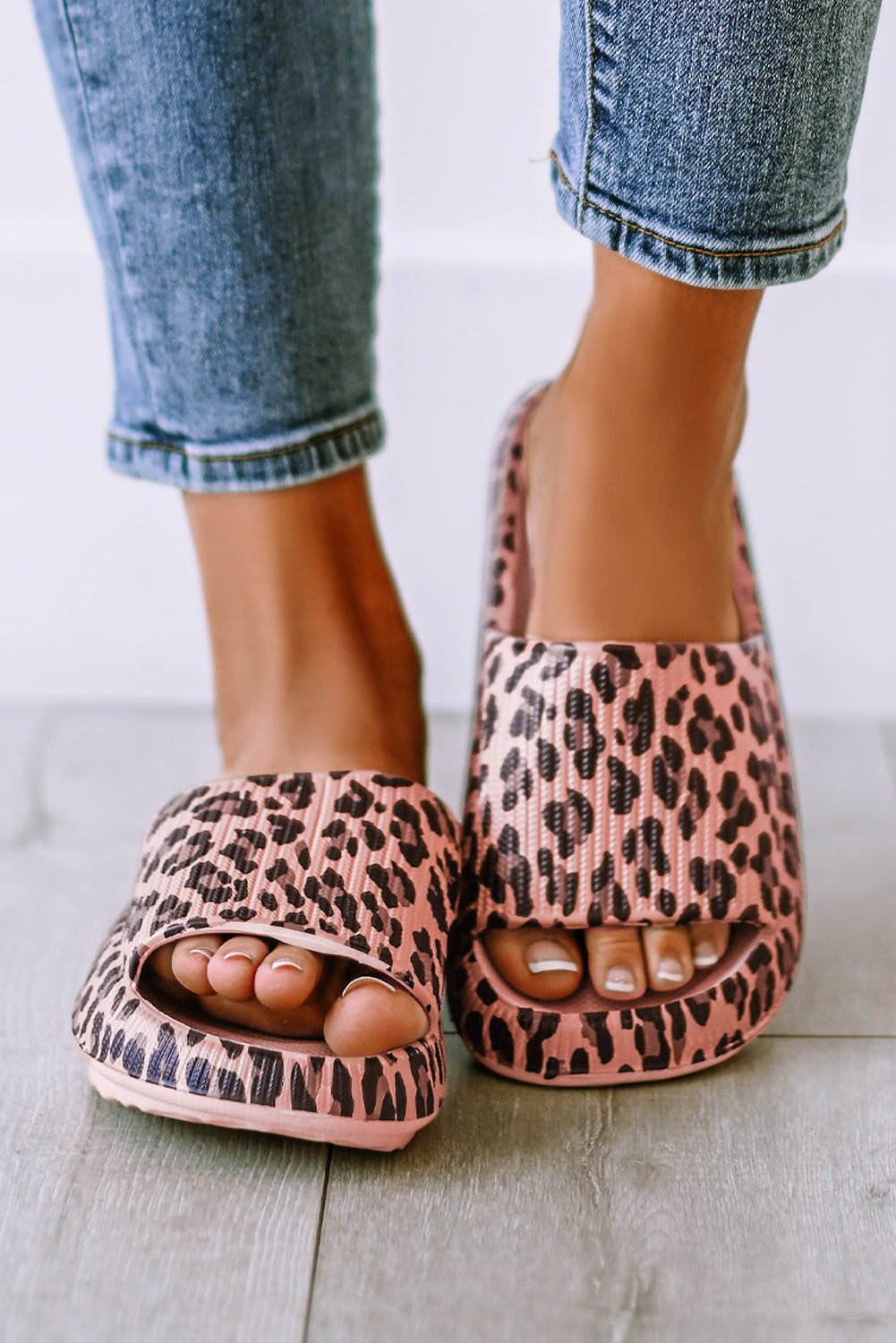 Pink Leopard Print Thick Sole Slip On Slippers - Little Miss Vanilla