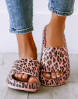 Pink Leopard Print Thick Sole Slip On Slippers - Little Miss Vanilla