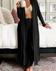 Black Split Long Cardigan and Skinny Pants Lounge Set - Little Miss Vanilla