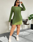 Honey Plus Size Lettuce Hem Round Neck Long Sleeve Dress - Little Miss Vanilla