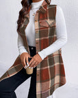 Honey Plus Size Pocketed Plaid Button Up Vest Coat - Little Miss Vanilla