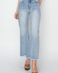 RISEN High Rise Crop Wide Fray Hem Jeans - Little Miss Vanilla