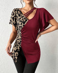 Ruched Leopard Flutter Sleeve T-Shirt - Little Miss Vanilla