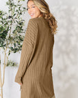 Basic Bae Full Size Ribbed Round Neck Long Sleeve Slit Top - Little Miss Vanilla