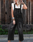 Distressed Wide Strap Denim Overalls - Little Miss Vanilla