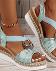 Women's Peep Toe Serpentine Wedges Sandals With Circle Design Casual Summer Shoes