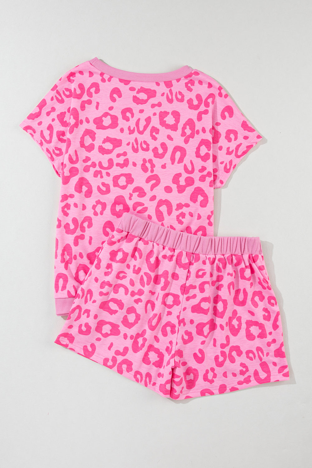 Pink Leopard Print Tee and Satin Tie Shorts Lounge Set - Little Miss Vanilla