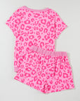 Pink Leopard Print Tee and Satin Tie Shorts Lounge Set - Little Miss Vanilla