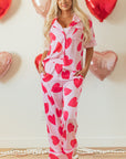 Pink Classic Heart Valentines Short Sleeve Pants Pajamas Set - Little Miss Vanilla