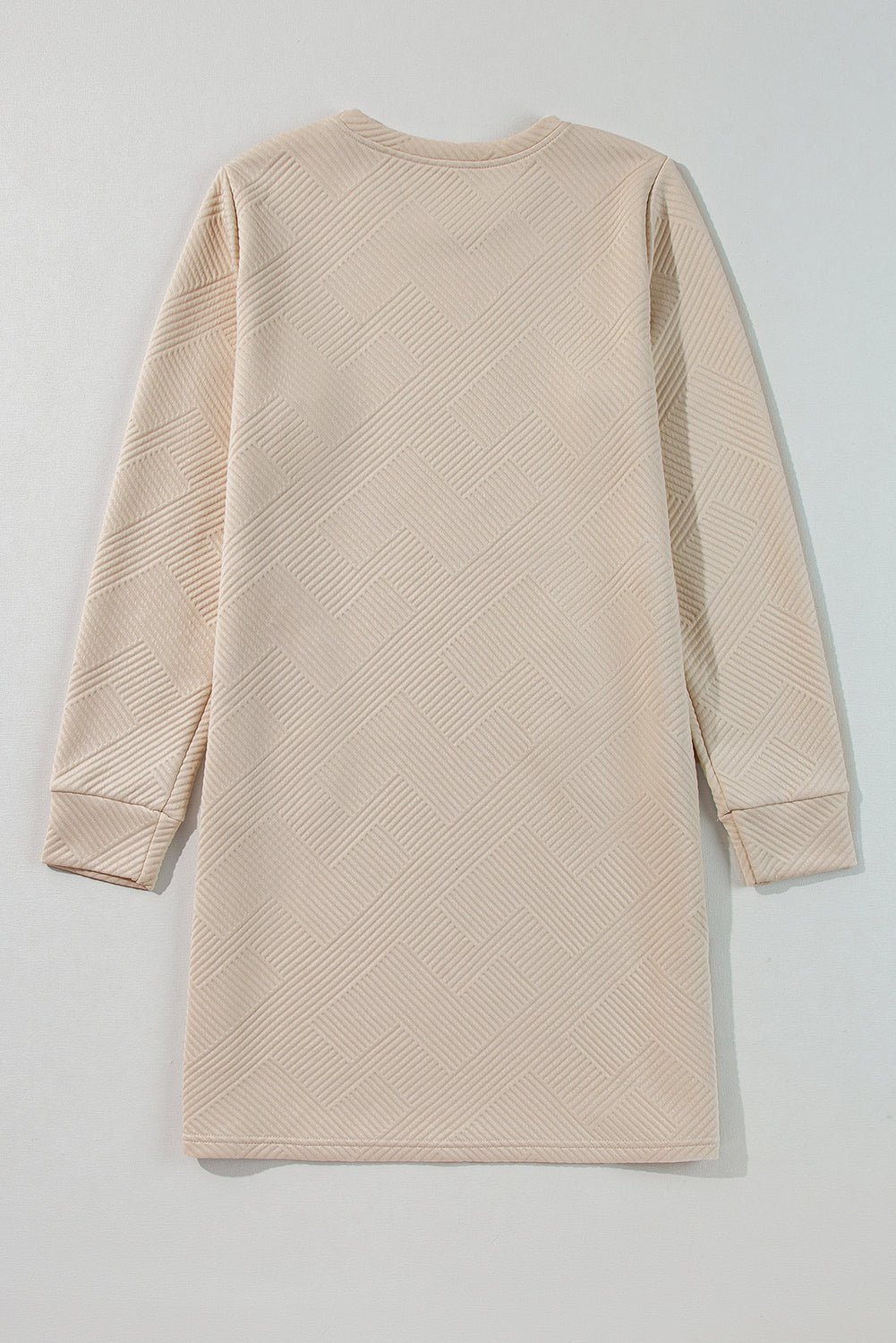 Apricot Solid Color Textured Long Sleeve Shift Dress - Little Miss Vanilla