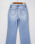 Beau Blue Mineral Wash Raw Hem High Waist Flared Jeans