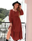 Plus Size Quarter Button V-Neck Long Sleeve Dress - Little Miss Vanilla