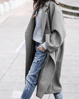 Casual Long Jacket With Pockets Solid Color Single Breasted Lapel Woolen Coat For Women Warm Winter Clothing