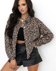 Dark Khaki Leopard Print Corduroy Irregular Hem Buttoned Jacket - Little Miss Vanilla