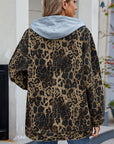 Leopard Button Up Drop Shoulder Denim Jacket - Little Miss Vanilla