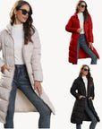 Hooded Women's Cotton Padded Clothing Women's Mid-length Slim Fit