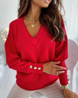 V-Neck Long Sleeve Sweatshirt - Little Miss Vanilla