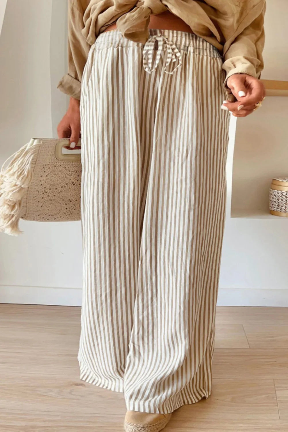 Plus Size Striped Wide Leg Pants - Little Miss Vanilla