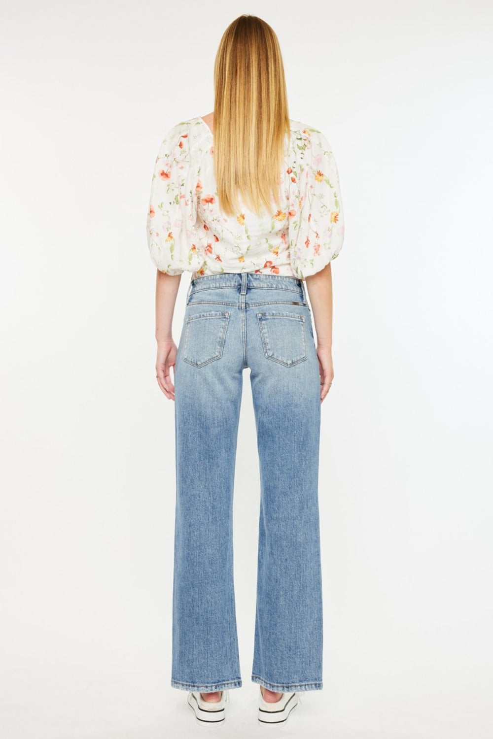 Kancan Mid Rise Frayed Hem Straight Jeans - Little Miss Vanilla