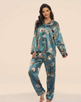 Two-piece Stretch Satin Home Wear Pajamas Women