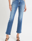 RISEN Full Size Mid Rise Ankle Straight Jeans with Pockets - Little Miss Vanilla