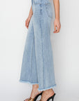 RISEN High Rise Crop Wide Fray Hem Jeans - Little Miss Vanilla