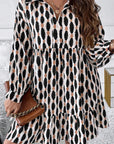 Plus Size Printed Johnny Collar Long Sleeve Dress - Little Miss Vanilla