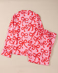 Pink 2pcs Bow Print Shirt Style Long Sleeve Pajama Set - Little Miss Vanilla