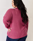 Basic Bae Full Size Ribbed Half Button Long Sleeve High-Low T-Shirt - Little Miss Vanilla