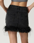 Plush Hem Mini Denim Skirt - Little Miss Vanilla