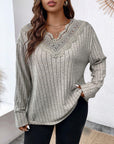 Plus Size Lace Detail Long Sleeve T-Shirt - Little Miss Vanilla