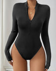 Perfee Half Zip Long Sleeve Bodysuit - Little Miss Vanilla