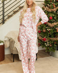 Pink Santa Claus Striped Print Loose Fit Two Piece Lounge Set - Little Miss Vanilla