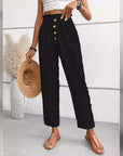 Women's Slim-fit Buttoned Straight Loose Trousers