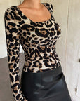 Leopard Scoop Neck Long Sleeve T-Shirt - Little Miss Vanilla