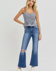 RISEN Full Size Distressed High Rise Crop Flare Jeans - Little Miss Vanilla