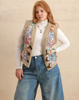 Plus Size Printed Sherpa Vest Coat - Little Miss Vanilla