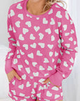 Pink Valentine Heart Shape Print Long Sleeve Top Shorts Lounge Set - Little Miss Vanilla