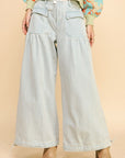 Davi & Dani Drawstring Hem Wide Leg Mid Rise Jeans - Little Miss Vanilla