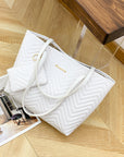 Women's Fashionable Wave Pattern Diamond Plaid Embroidered Shoulder Bag