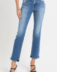 RISEN Full Size Mid Rise Ankle Straight Jeans with Pockets - Little Miss Vanilla