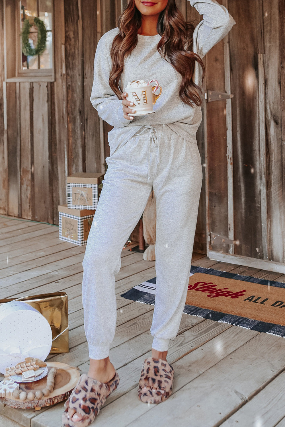 Gray Long Sleeve Pullover and Jogger Pants Lounge Set - Little Miss Vanilla