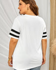 Plus Size Striped V-Neck Tee Shirt - Little Miss Vanilla