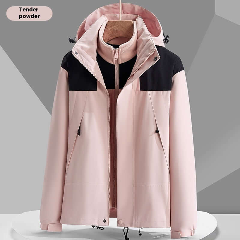 Hooded Windbreaker Unisex Fashion Colorblock Zip-up Jacket With Pockets Waterproof Outwear For Women Men Clothing