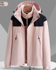 Hooded Windbreaker Unisex Fashion Colorblock Zip-up Jacket With Pockets Waterproof Outwear For Women Men Clothing