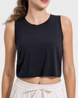 Millennia Drawstring Cutout Round Neck Active Tank - Little Miss Vanilla